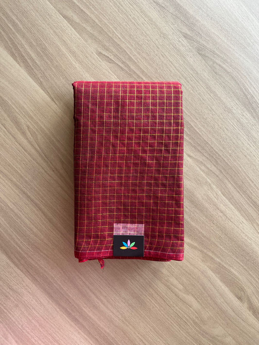 Simple Zari Checks Cotton Starched Saree (Without blouse)- 22982-22984