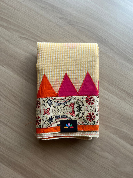 Appliqué work Kota Checks Saree (Without blouse) -22800