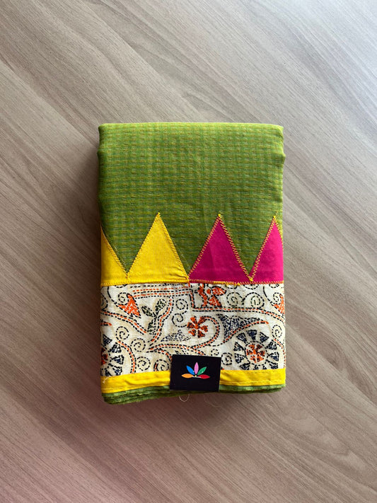 Appliqué work Kota Checks Saree (Without blouse) -22793