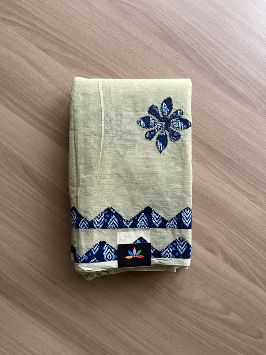 Appliqué work Bengal Cotton Starched Saree (Without blouse) -22887