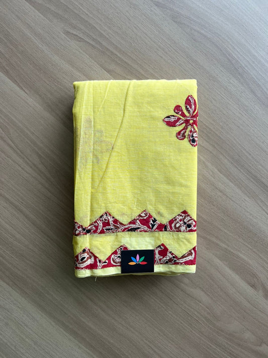 Appliqué work Bengal Cotton Starched Saree (Without blouse) -22888