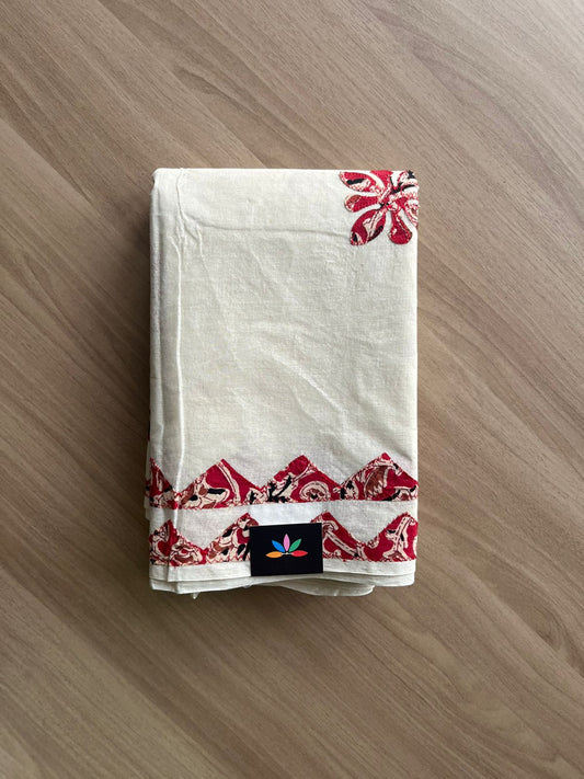 Appliqué work Bengal Cotton Starched Saree (Without blouse) -22889