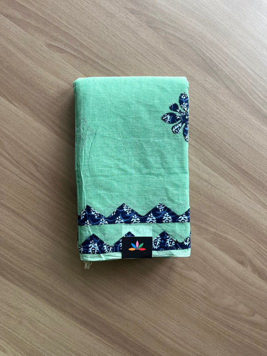 Appliqué work Bengal Cotton Starched Saree (Without blouse) -22890