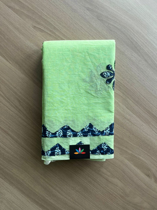 Appliqué work Bengal Cotton Starched Saree (Without blouse) -22892