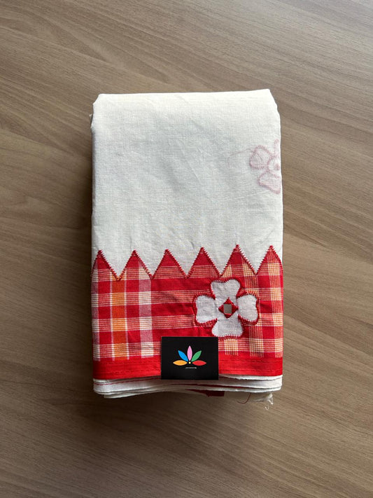 Appliqué work Bengal Cotton Saree (Without blouse) - 23079-23080