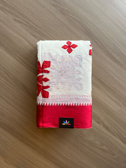 Appliqué work Bengal Cotton Starched Saree (Without blouse) -23089-23090