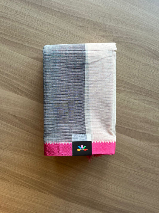Simple Cotton Saree with Contrast Border (Without blouse) -23108
