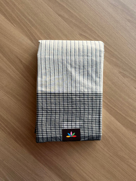 Stripped Cotton Saree (Without blouse) - 23195-23196