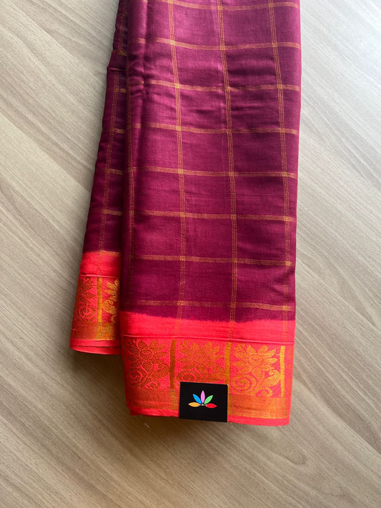 Big Zari Checks Cotton Saree-14874