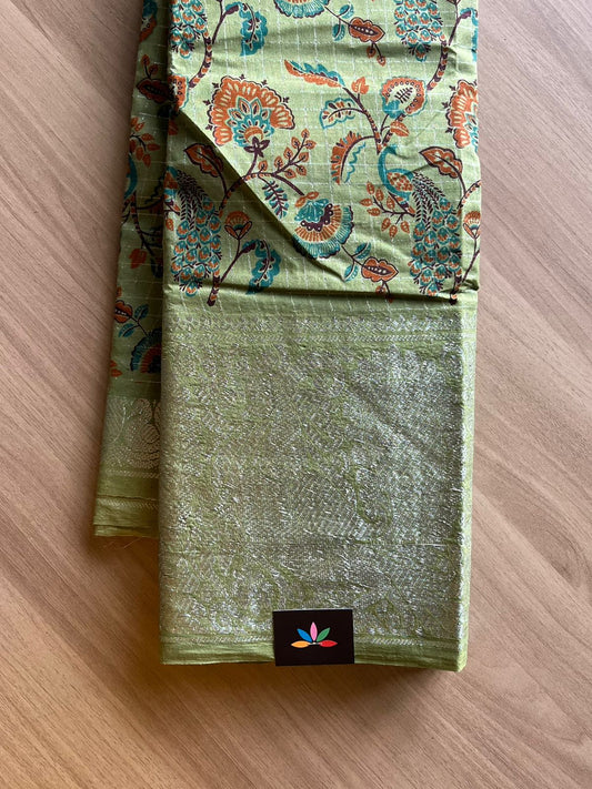 Zari Checks Floral Design Cotton Saree-22332-22333