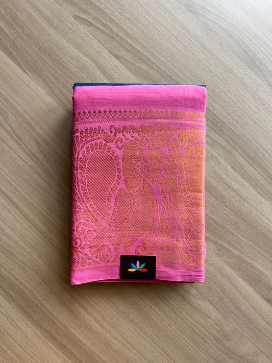 Contrast Mayil Border Cotton Saree-22336