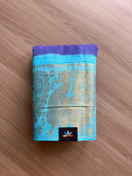 Contrast Mayil Border Cotton Saree-22338