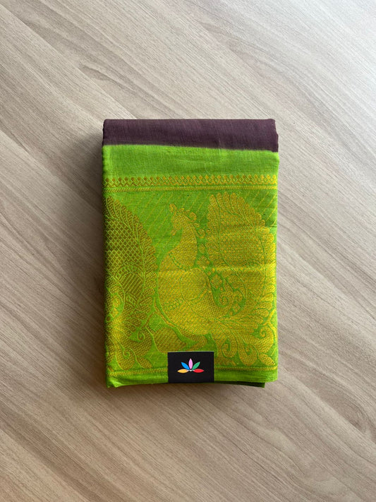 Contrast Mayil Border Cotton Saree-22344