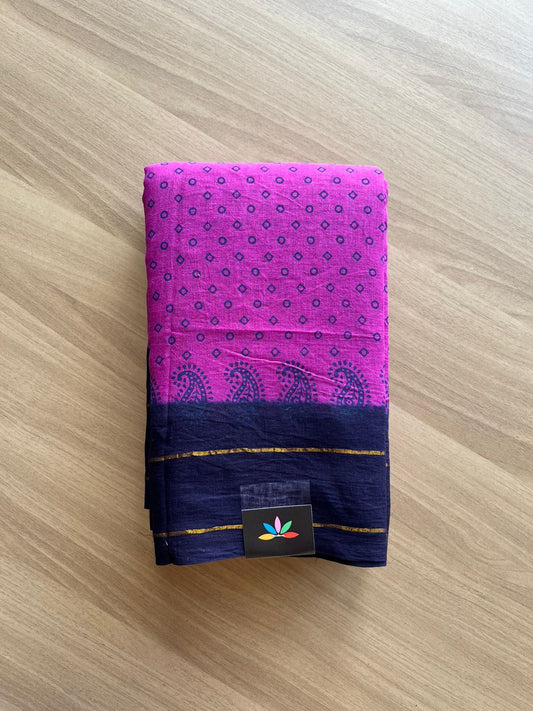 Zari Border Sungudi Print Pure Cotton Saree -22399-22400