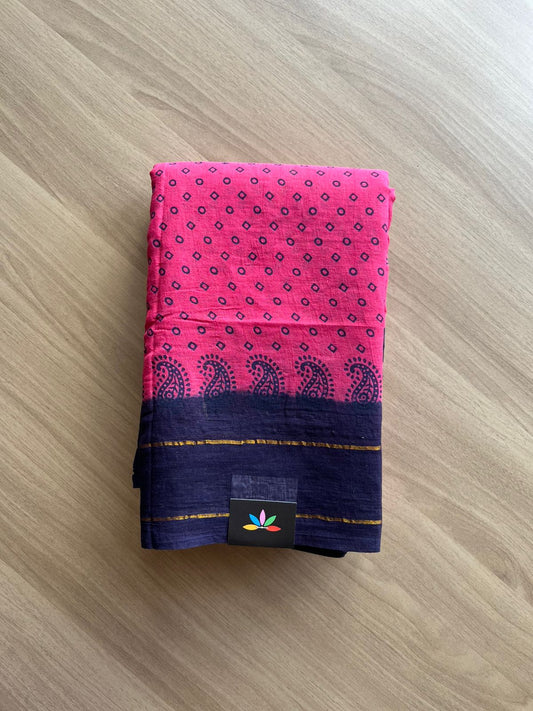 Zari Border Sungudi Print Pure Cotton Saree -22401,22392