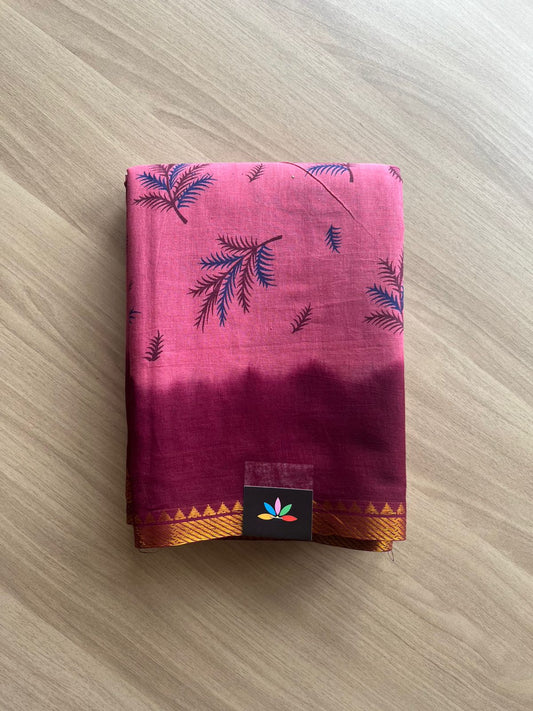 Zari Border Printed Cotton Saree -22550