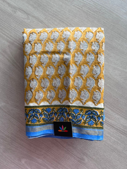 Handblock Printed Chanderi Silk Cotton Saree -10137