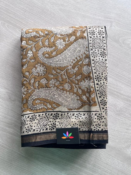 Handblock Printed Chanderi Silk Cotton Saree -9435-9436