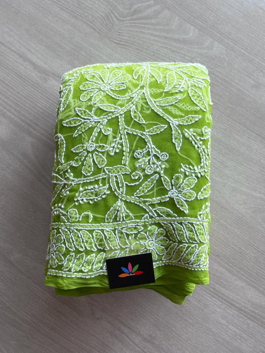 All Over Fine Chikankari Semi Georgette Saree -10006