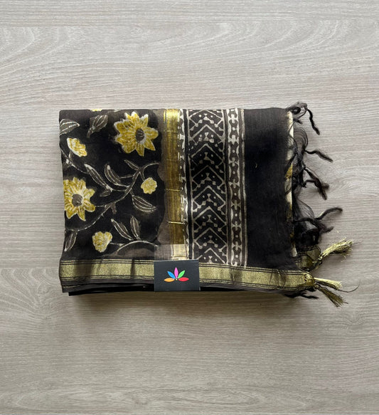 Handblock Printed Chanderi Duppata -12732
