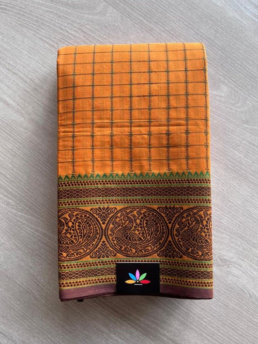 Mustard Annam Border Handloom Kanchi Cotton Saree -11411
