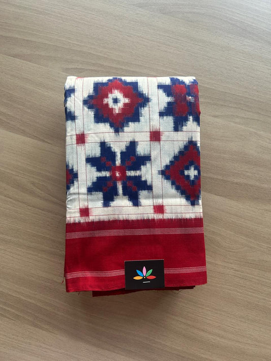 Handwoven Telia Rumal ikkat Cotton Saree-23304