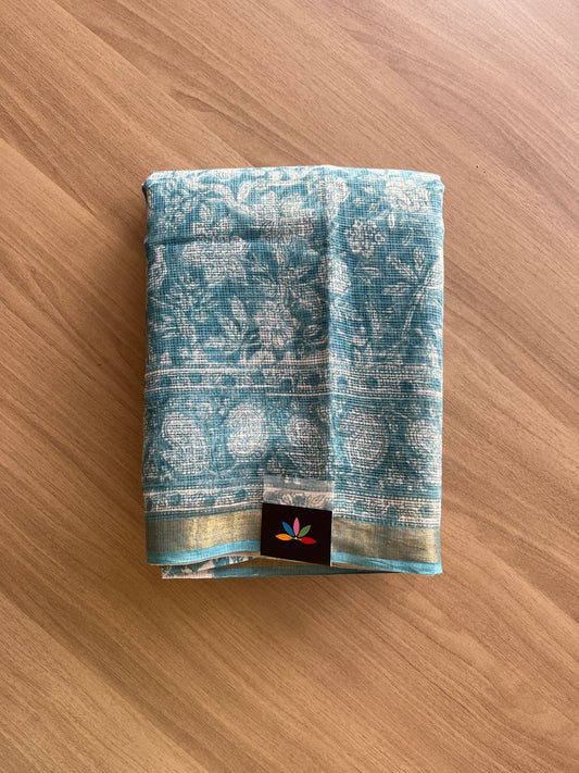 Handblock Printed Kota Doria Saree -21864