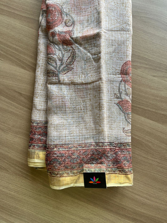 Handblock Printed Kota Doria Saree -21865