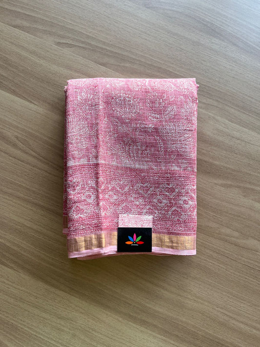 Handblock Printed Kota Doria Saree -21869-21670