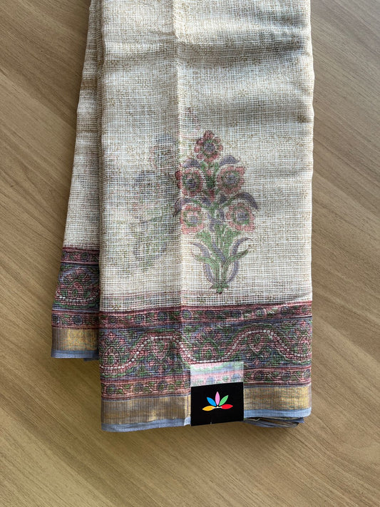 Handblock Printed Kota Doria Saree -21871-21872