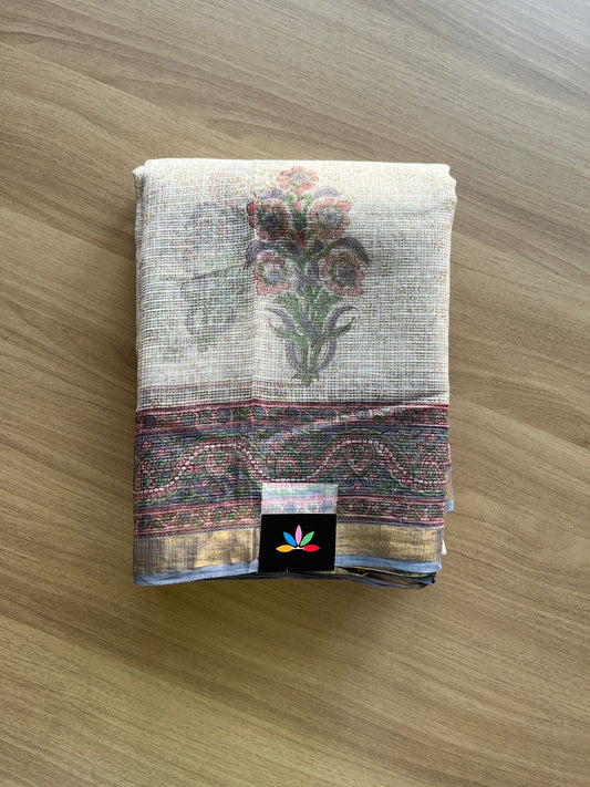 Handblock Printed Kota Doria Saree -21871-21872