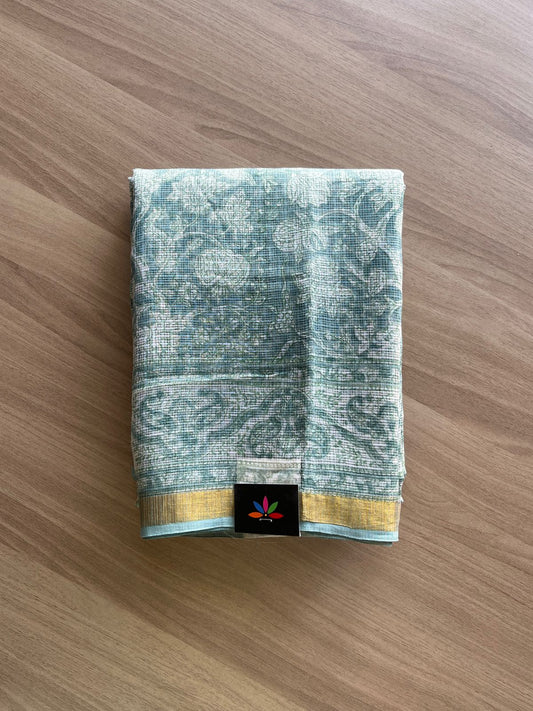 Handblock Printed Kota Doria Saree -21877-21878