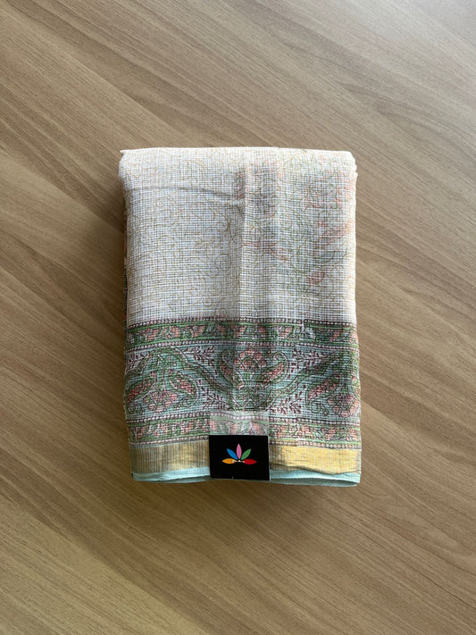 Handblock Printed Kota Doria Saree -21879-21880