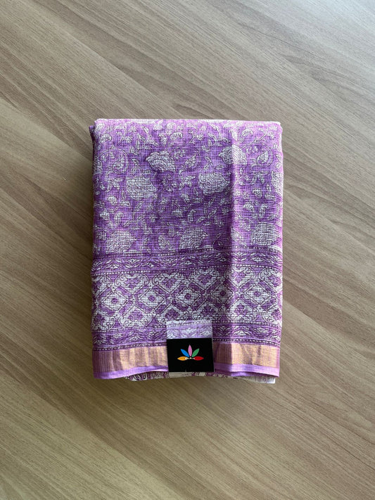 Handblock Printed Kota Doria Saree -21881-21882