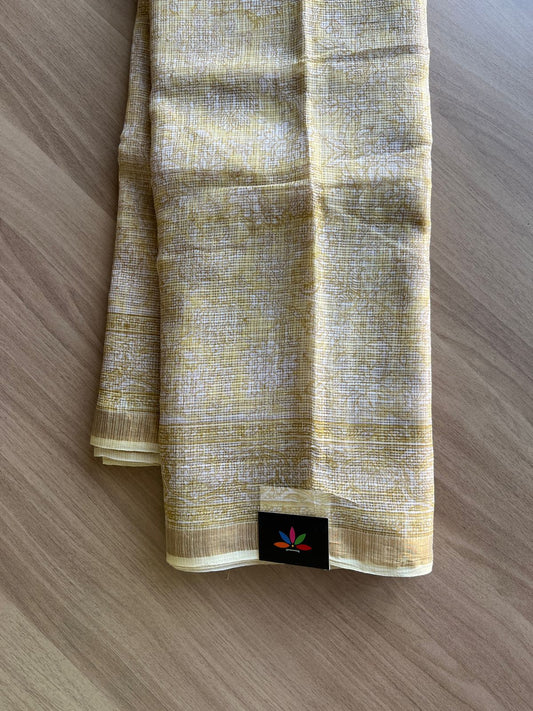Handblock Printed Kota Doria Saree -21883-21884