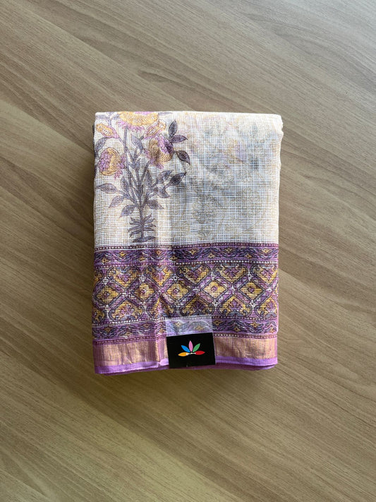 Handblock Printed Kota Doria Saree -21887-21888
