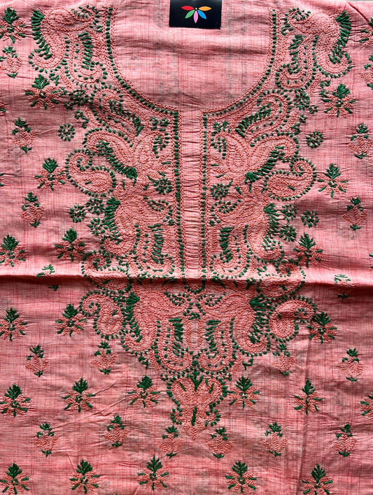Organic cotton chikankari kurti fabric - 651