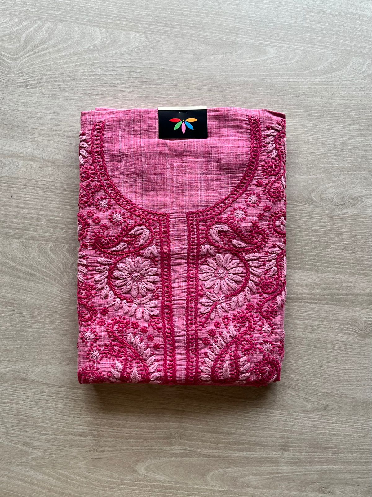 Organic cotton chikankari kurti fabric -652 - Main Image