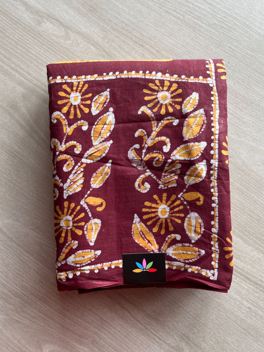 Traditional Hand Batik Cotton Saree-13388