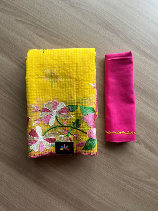 Scallop Border Parsi Embroidery Resham Kota Saree - 21254