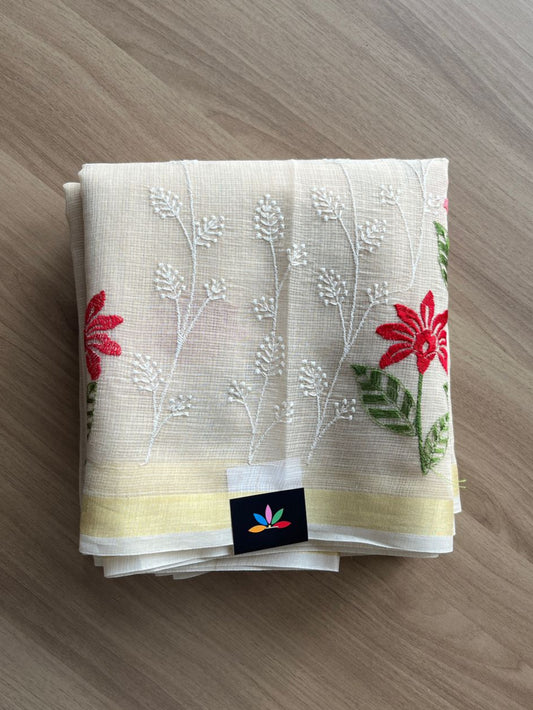 Machine Embroidered Blended Kota Saree-19997