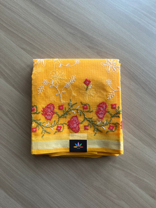 Machine Embroidered Blended Kota Saree-21442