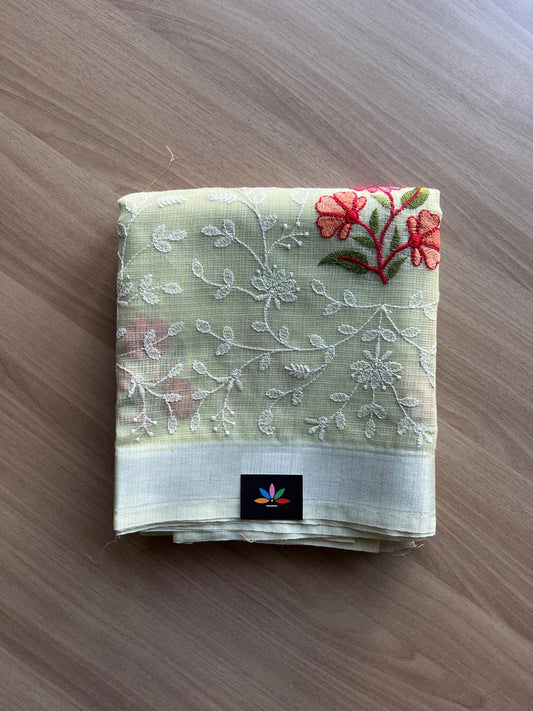 Machine Embroidered Blended Kota Saree-21447