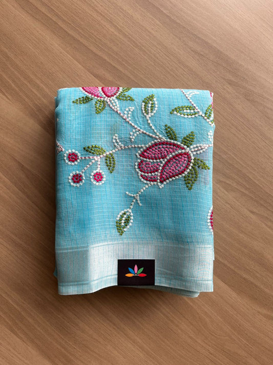 Machine Embroidered Blended Kota Saree-22530