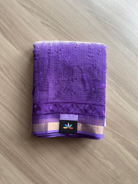 Double Color All Over Machine Embroidered Kota Saree-22535