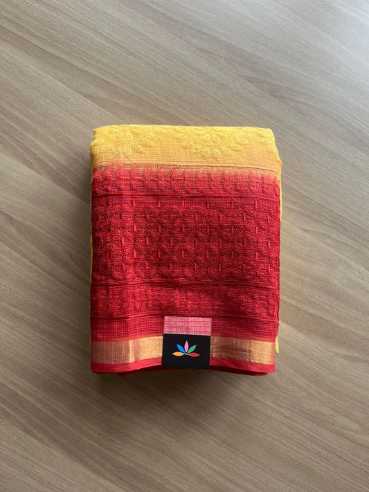 Double Color All Over Machine Embroidered Kota Saree-22537