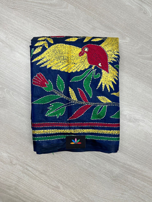 Kantha Stitch Semi Bangalore Silk Saree -23603