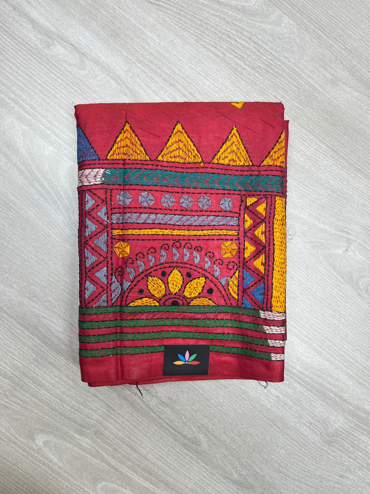 Kantha Stitch Semi Bangalore Silk Saree -23604