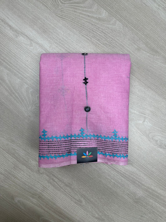 Kantha Stitch Cotton Saree - 23612