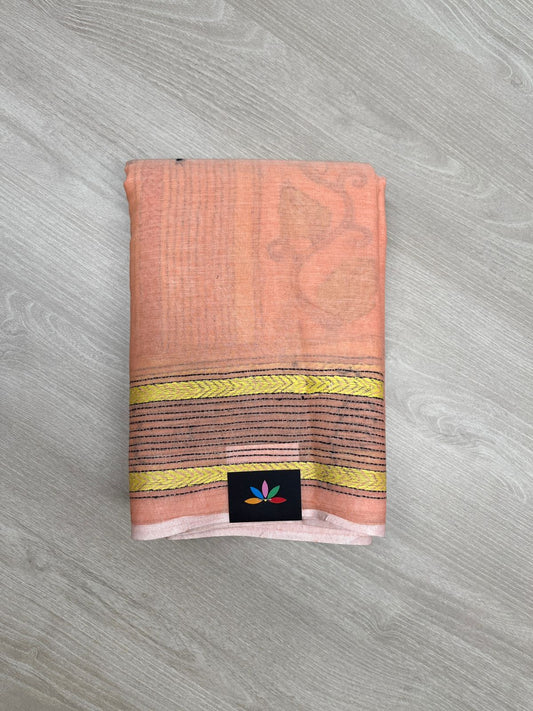 Kantha Stitch Cotton Saree - 23613